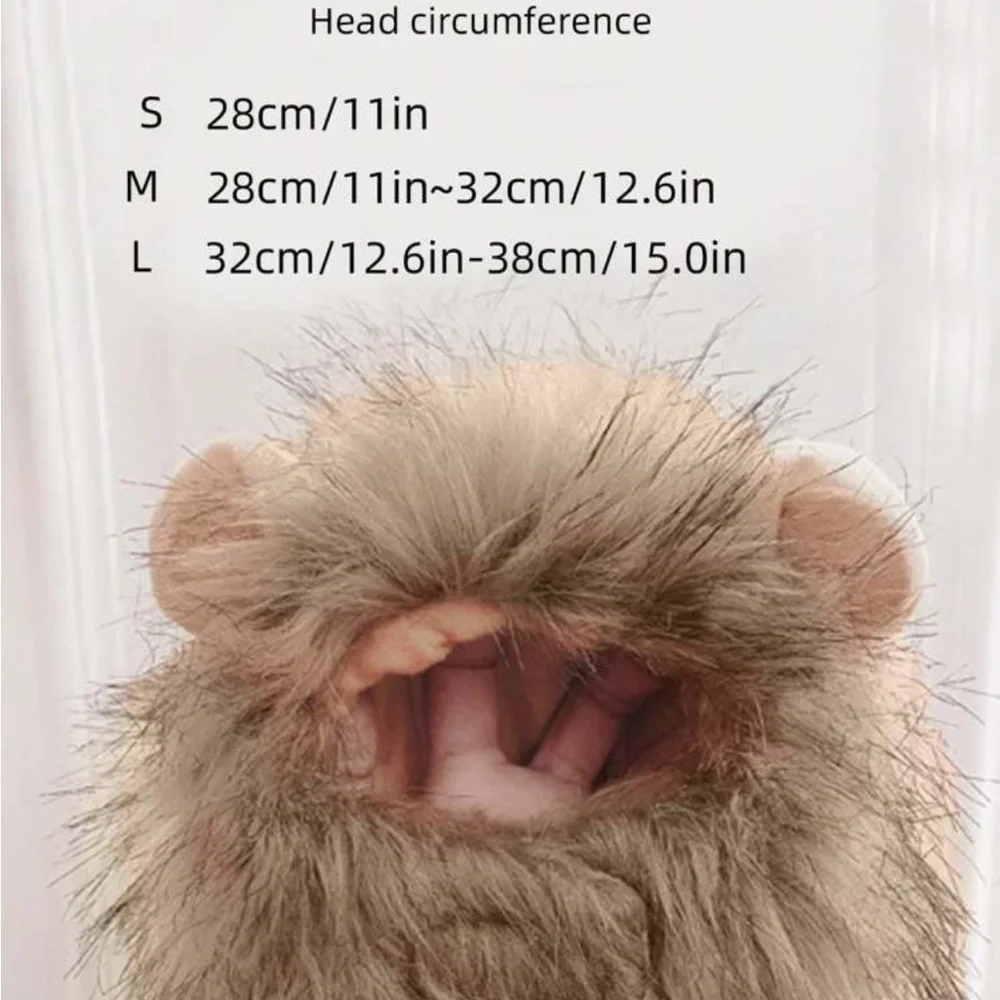 1pc Furry Lion Mane Wig For Cats & Dogs Funny Pet Costume Accessory